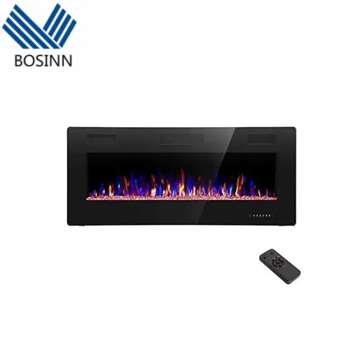 Wall Mounted Electric Fireplace 3D RGB Color Change Flame Smart Lighting Stove Heater Fireplace Simulated Wood Burner