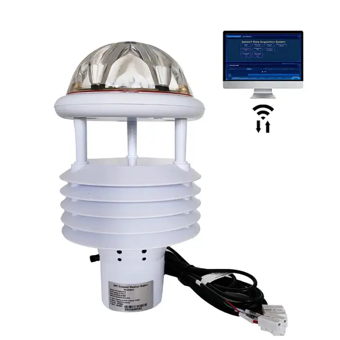 Outdoor Wind Speed Direction IR Rainfall Sensor Weather Monitoring System With Server Support