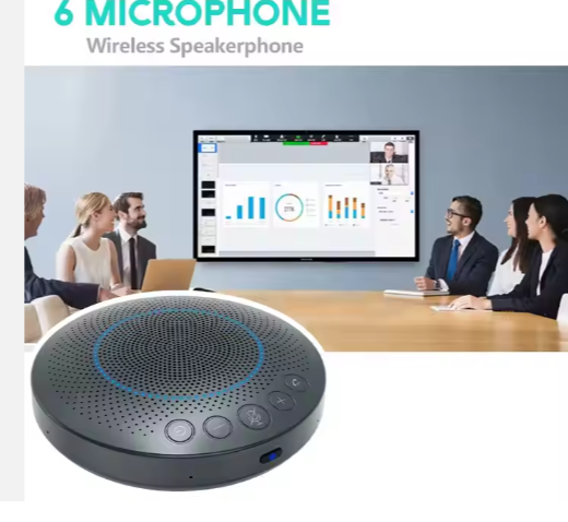 360 Degree Wireless Bluetooth Portable Mini Video Conference Speakerphone with Automatic Detection for Voice Location