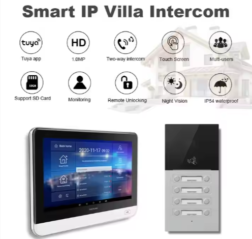 Multi Apartment Intercom IP65 Flush Mounted Tuya Smart App Building Video Portero