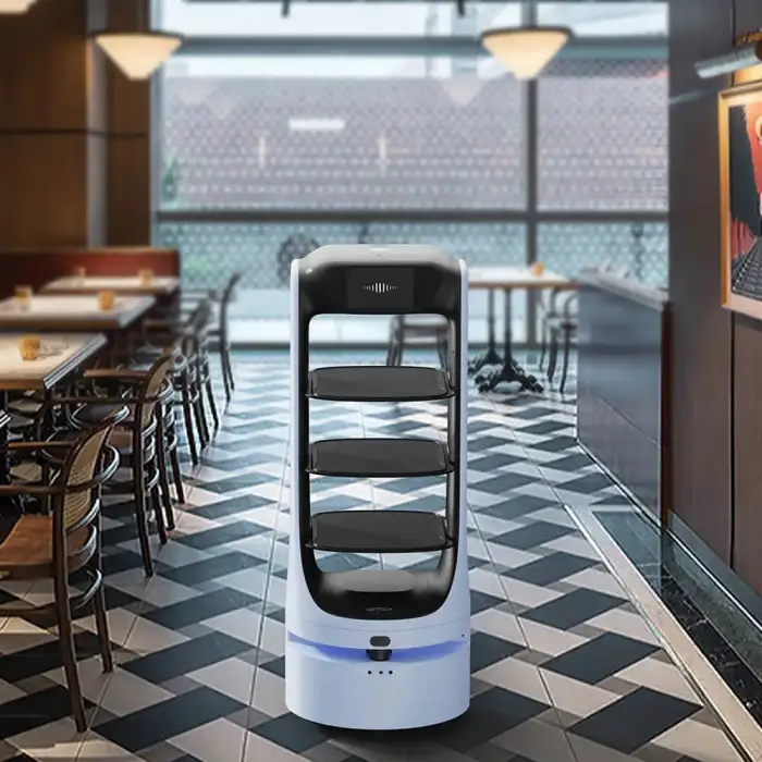 Artificial Automatic Robot Waiter Intelligent Humanoid Delivery Food Robot Artificial Intelligence