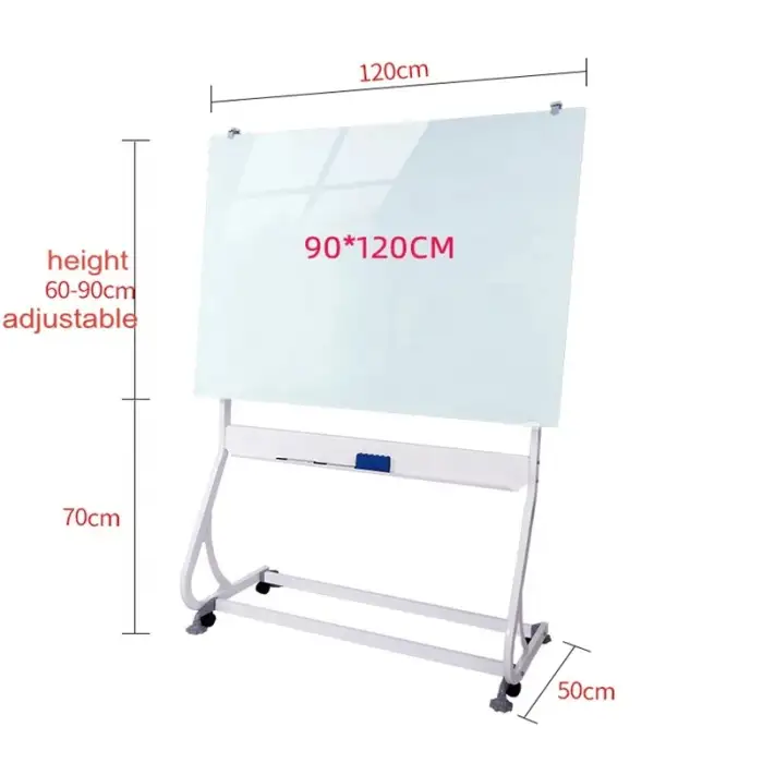 S Shape Holder Height Adjustable Mobile Magnet White Board Stand With 90*120cm