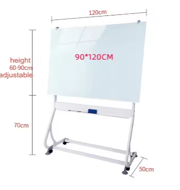 S Shape Holder Height Adjustable Mobile Magnet White Board Stand With 90*120cm