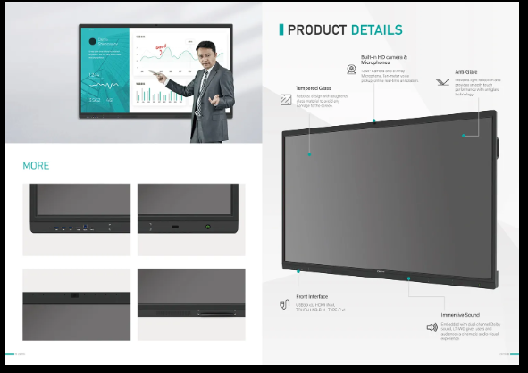 LONTON UHD 4K 75 Inch Teaching Board Interactive Whiteboard Educational Smart Interactive Board For School Education