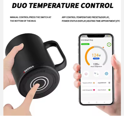 Fashionable Temperature Control Smart Mug Mobile Remote Application Control Heated Coffee Cup Stainless Steel