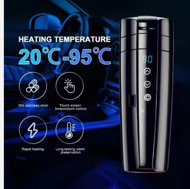 Portable  Car Heater Travel Mug Stainless Steel Electric Kettle Smart Design Thermo Water Cup Home Outing Drinkware