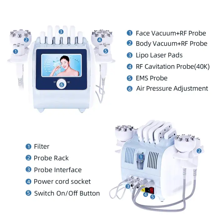 5 in 1 vacuum cavitation lipo laser RF ultrasound  multi-functional body slimming machine