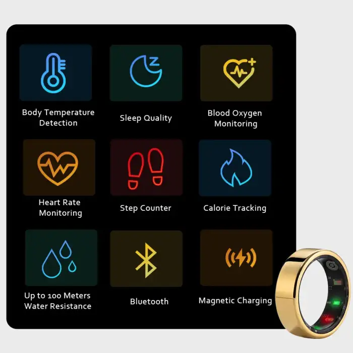 Custom Waterproof Smart Rings Monitor Sleep Heart Rate Blood and Pressure Health Monitoring Smart Ring