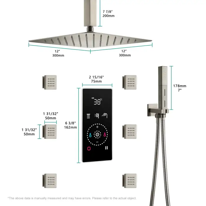 Modern Shower Set Household Shower Digital Display Touch Control Smart Shower