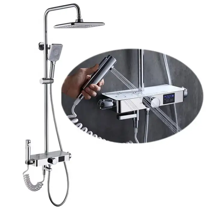 Smart Digital Constant Temperature Bathroom Shower Set Intelligent 8K 304 Stainless Steel Shower