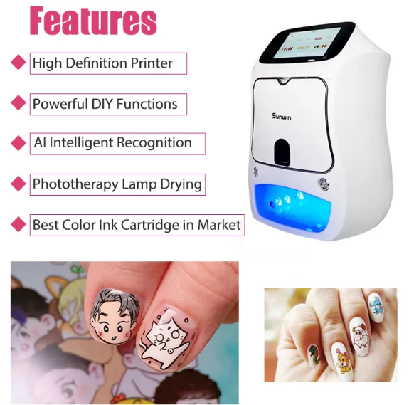 Portable Automatic 3D Digital AI Nail Art Printing Intelligent Smart Making Machine Printer 10 Seconds Printing