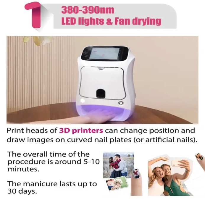 Portable Automatic 3D Digital AI Nail Art Printing Intelligent Smart Making Machine Printer 10 Seconds Printing