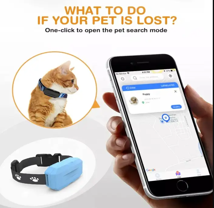 Waterproof Mini Smart GPS Pet Tracker Dog Cat Intelligent Pet Collar With GPS Track Playback Function