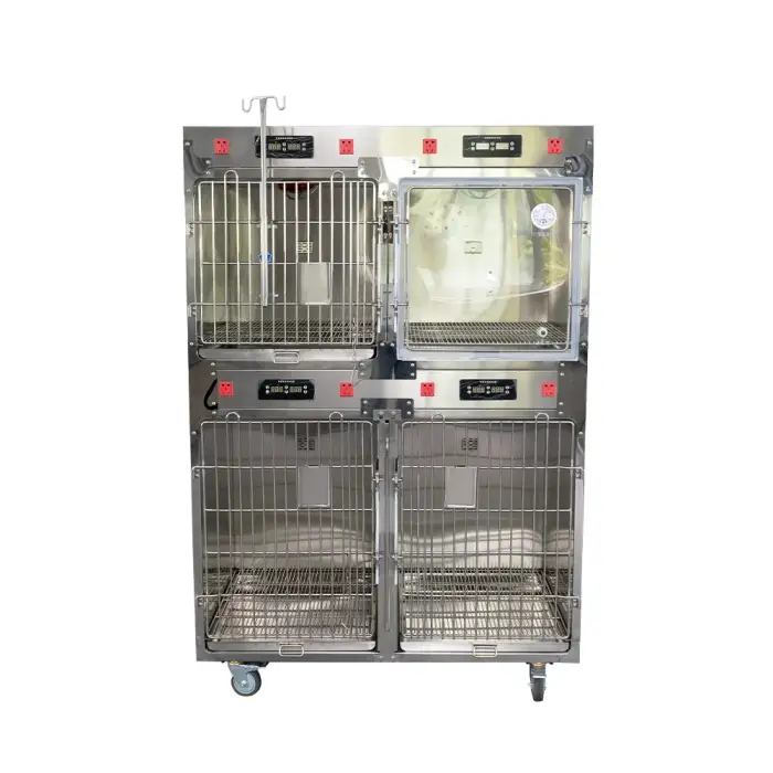 Stainless Steel Animal Clinic Veterinary Pet Cage ICU Heating Lamp Warm Lamp Oxygen Chamber Cage