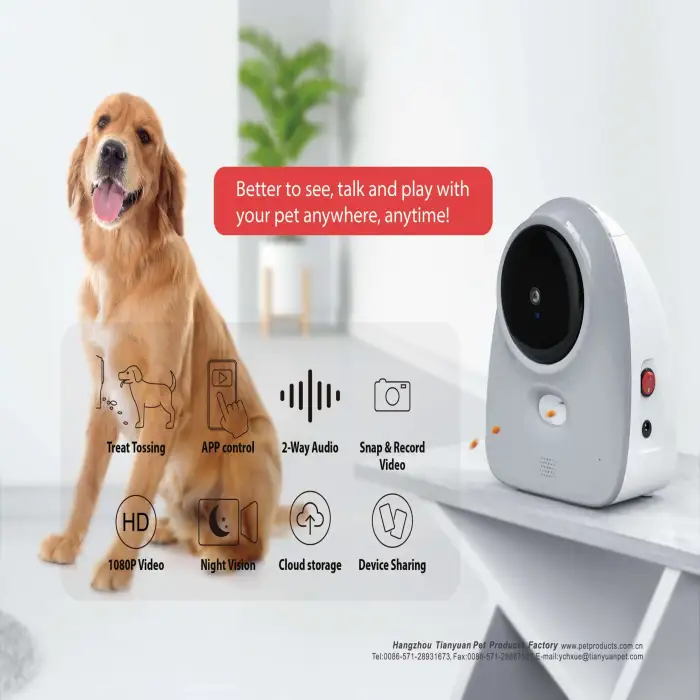 HD WIFI Pet Camera Feeder Night Vision Pet Smart Companion Robot Dog Treat Dispenser