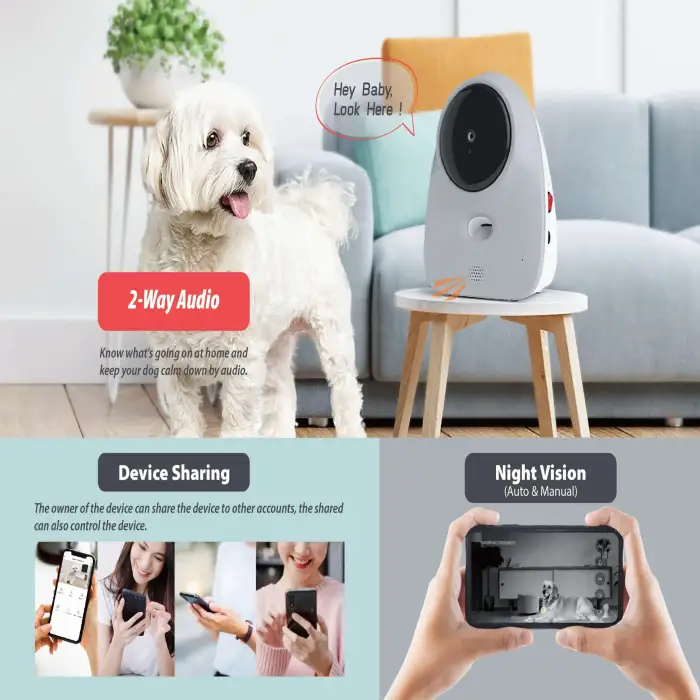 HD WIFI Pet Camera Feeder Night Vision Pet Smart Companion Robot Dog Treat Dispenser