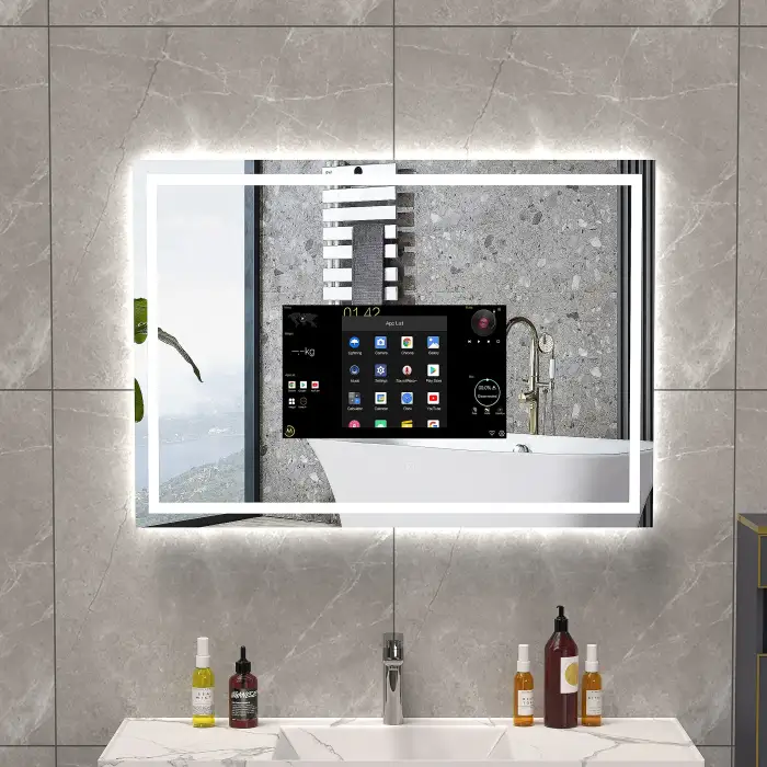 Hotel High Quality Smart LED Mirror Wall Mounted Android Bathroom Mirror With TV Screen