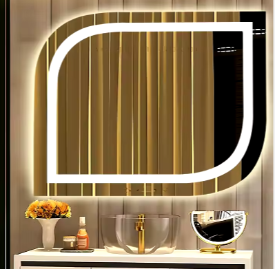 2024 New Leaf-shaped Design Antiwater Makeup Vanity Miroir Backlit LED Smart Bathroom Wall Mirror Salon Mirror