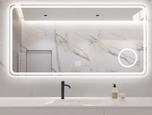 LED Bathroom Mirror Rectangle High Definition Anti-Fog Wall-Mounted Backlit Smart Mirror