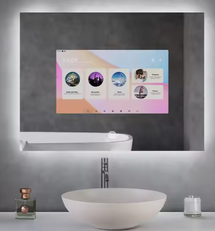 Waterproof Touch Screen Led Android Smart TV Bathroom Magic Mirror Built In Speakers