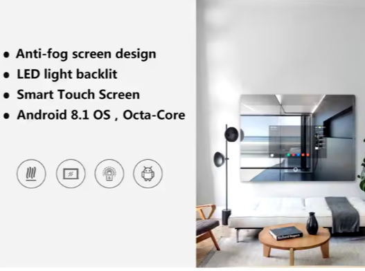 Magic Mirror Full Function Glass TV Smart Android Led Mirror With Touch Screen Wifi Blue Tth