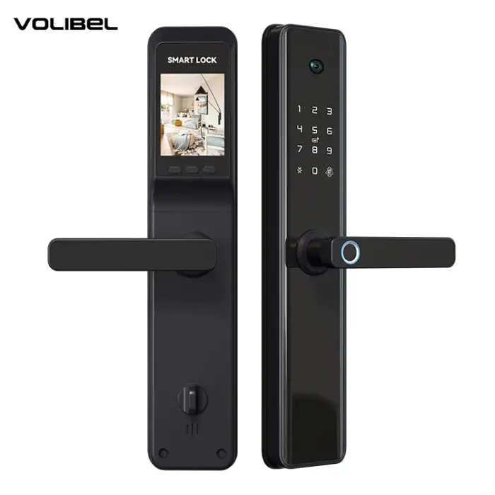 Volibel OEM Home Security Smart Digital Biometric Fingerprint Lock Rfid Card Wifi App Ttlock Tuya Smart Door Lock With Camera