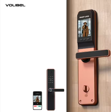 Volibel OEM Home Security Smart Digital Biometric Fingerprint Lock Rfid Card Wifi App Ttlock Tuya Smart Door Lock With Camera