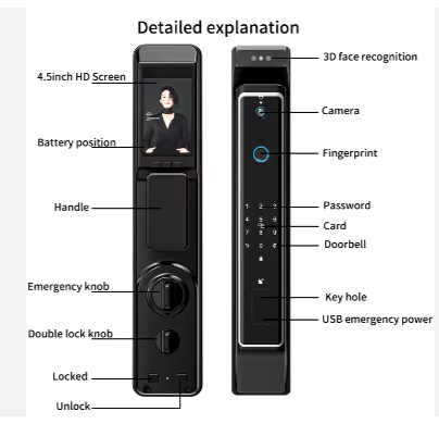 Finger Print Slim Electronic Smart Door Lock Fully Automatic Smart Door Lock 3D Face Fingerprint Keyless Entrace