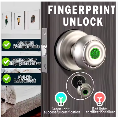 Smart Door Knob Fingerprint Door Lock Biometric Door Lock With App Control Great For Bedrooms