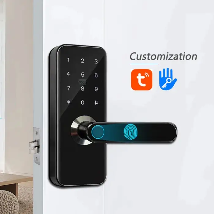 Smart Remote Keyless Intelligent Biometric Lever Door Electronic Card Door Lock Hotel Security System