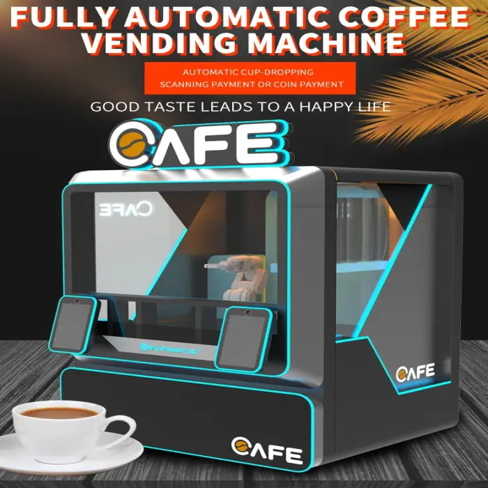 Smart and Coffee Vending Machine Fully Automatic For Business Robot Vending Machine Coffee Tea Bean With Card Operated