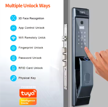 Tuya Smart Lock 3D Face Recognition Fingerprint  Biometric Security System Wooden/Metal Doors Supports IC Card Password