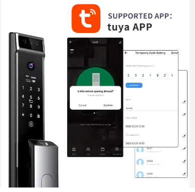 Tuya Smart Lock 3D Face Recognition Fingerprint  Biometric Security System Wooden/Metal Doors Supports IC Card Password
