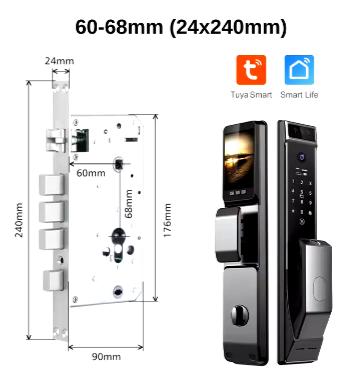 Tuya Smart Lock 3D Face Recognition Fingerprint  Biometric Security System Wooden/Metal Doors Supports IC Card Password