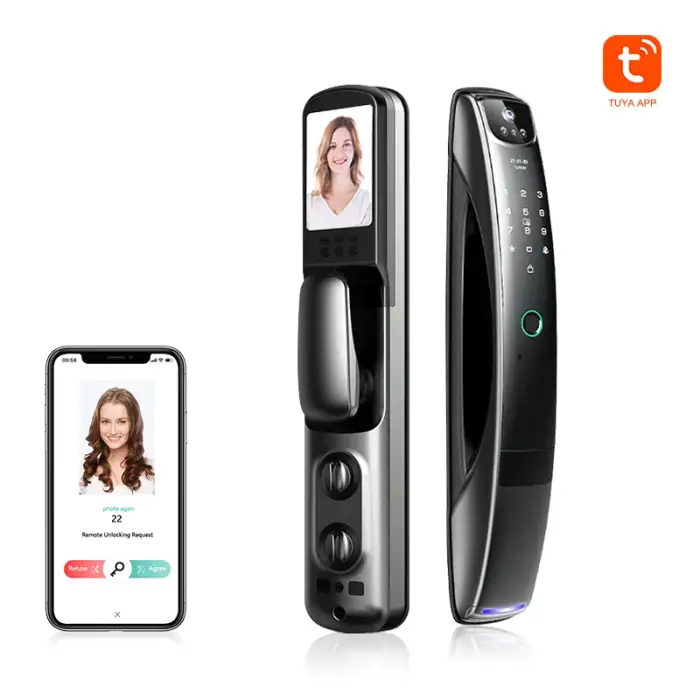 TUYA App Smart Lock Wood Door Automatic Biometric RFID IC Card Fingerprint Wifi APP Combination Home Security Aluminum Password