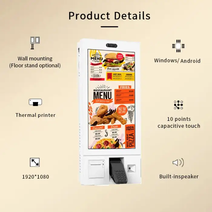 Self-Service Kiosk Floor Standing/wall Mode Printer  with Payment Kiosk Camera for Supermarket