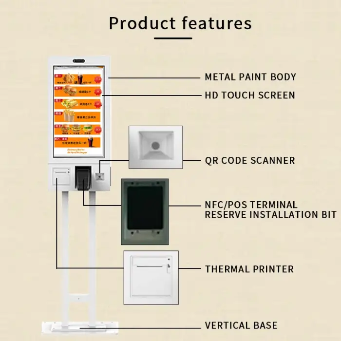 Self-Service Kiosk Floor Standing/wall Mode Printer  with Payment Kiosk Camera for Supermarket