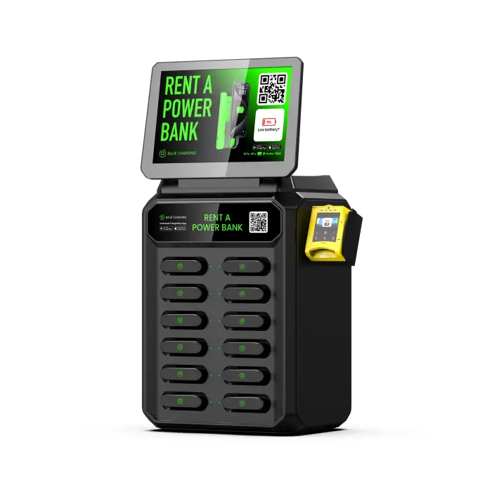 Power Bank Share Kiosk - 12 Slots Charging Station with NFC Payment