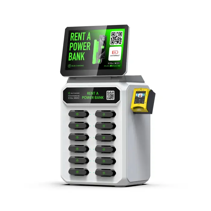 12 Slots Charging Station NFC Payment Charger Mobile Phone Vending Power Bank Terminal Power bank Share Kiosk For Shopping Mall