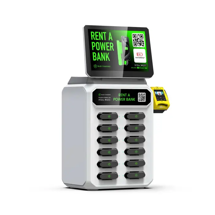 12 Slots Charging Station NFC Payment Charger Mobile Phone Vending Power Bank Terminal Power bank Share Kiosk For Shopping Mall