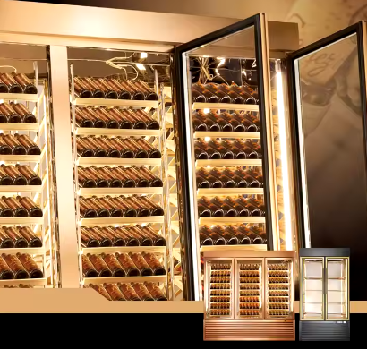 Wine Bottle Cooler Stainless Steel Wine Display Cabinet Built In Wine Cooler Storage Room For Bar