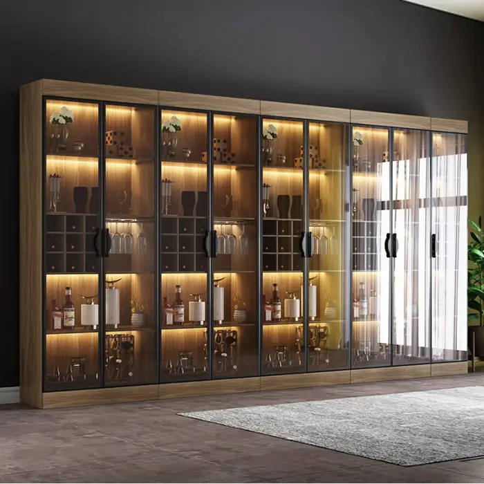 Modern Light Luxury Wine Storage Cabinet Small Living Room With Light High-Quality Tempered Glass Wine Display Cabinet