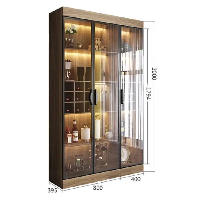 Modern Light Luxury Wine Storage Cabinet Small Living Room With Light High-Quality Tempered Glass Wine Display Cabinet