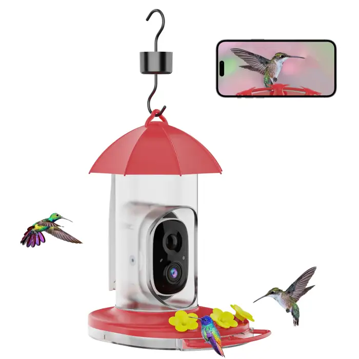 Hanging 1080p HD Real Time Bird Camera Feeders Humming AI Smart Outdoor Bird Feeder with Camera