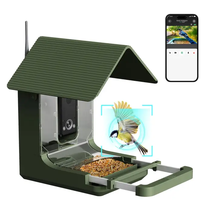 8MP High-End Sensor Real 4K Outdoor IP66 Waterproof Smart Bird Feeder Camera with 10,000+ Species AI Bird Identification