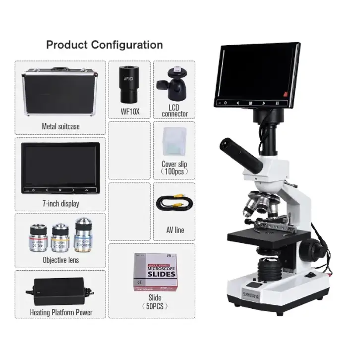 7-Inch LCD Professional Sperm Digital Microscope Electronique Monocular Binocular Biological Lab 5MP LED USB Digital Microscope