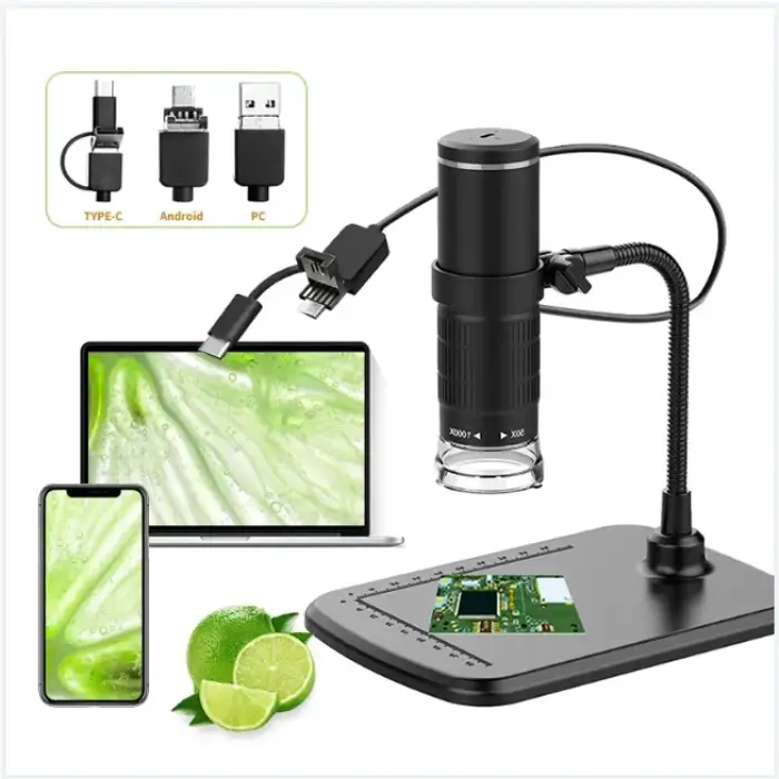 8 LED Portable Android Digital Microscope Biology Student Studies 1000x 0.3MP Wired Digital Magnifying Dermatoscope