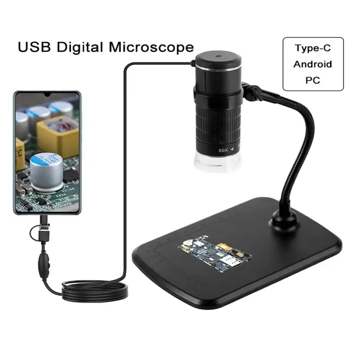 8 LED Portable Android Digital Microscope Biology Student Studies 1000x 0.3MP Wired Digital Magnifying Dermatoscope