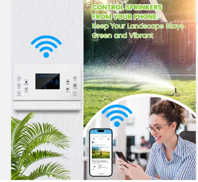 8 Zones WiFi Smart Sprinkler Controller Automatic Irrigation Controller with Customized Watering Schedule Seasonal Adjustment