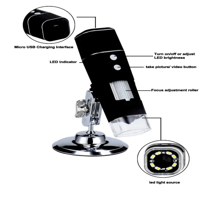 Wireless WiFi Digital Microscope for iPhone Android 8 LEDs Microscope